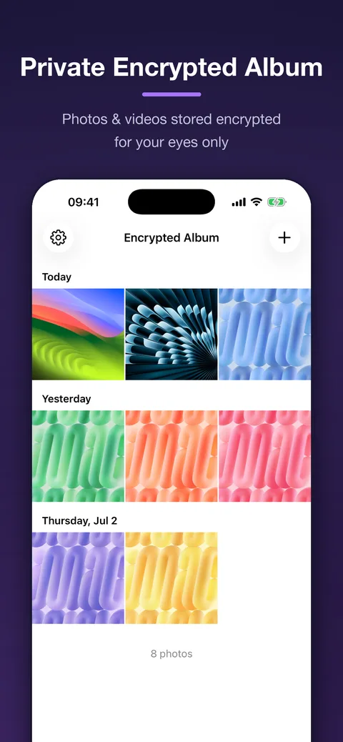 Encrypted album screen